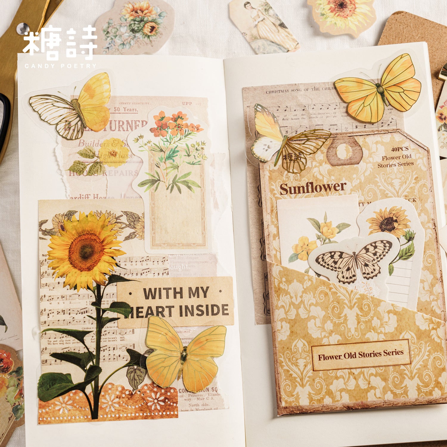 Flower Borderless Material Pack – Flower Old Stories Series, 40 Pcs - ViktaShop