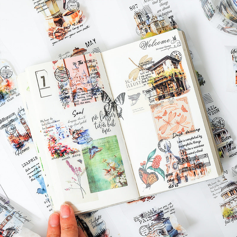 Retro European Manor PET Waterproof Landscape Stickers - ViktaShop