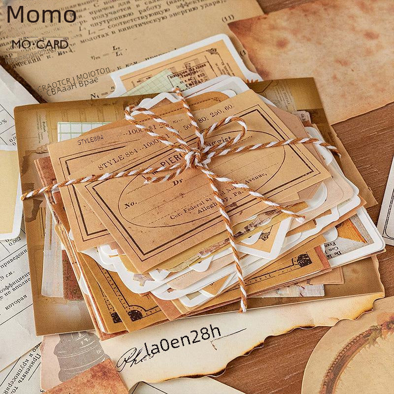 Note Set Series Material Bag, Retro Background Paper, 100 Pcs - ViktaShop