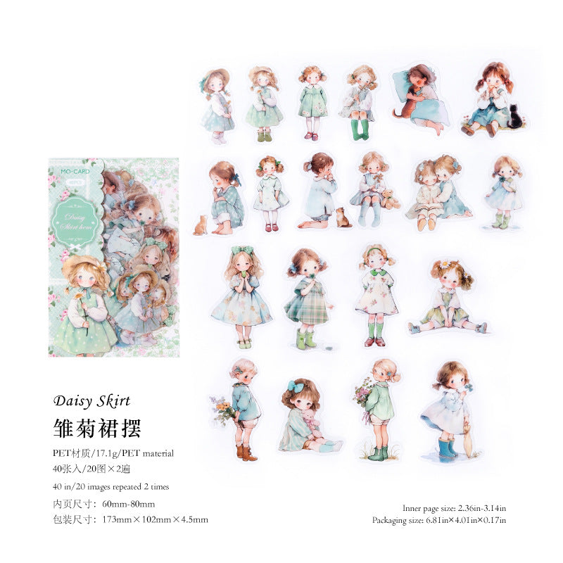Doll Room Series Cute Girl Pet Stickers 40 Pcs