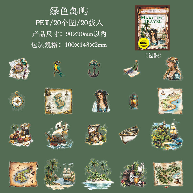 PET Stickers Sailing Travel 10 psc