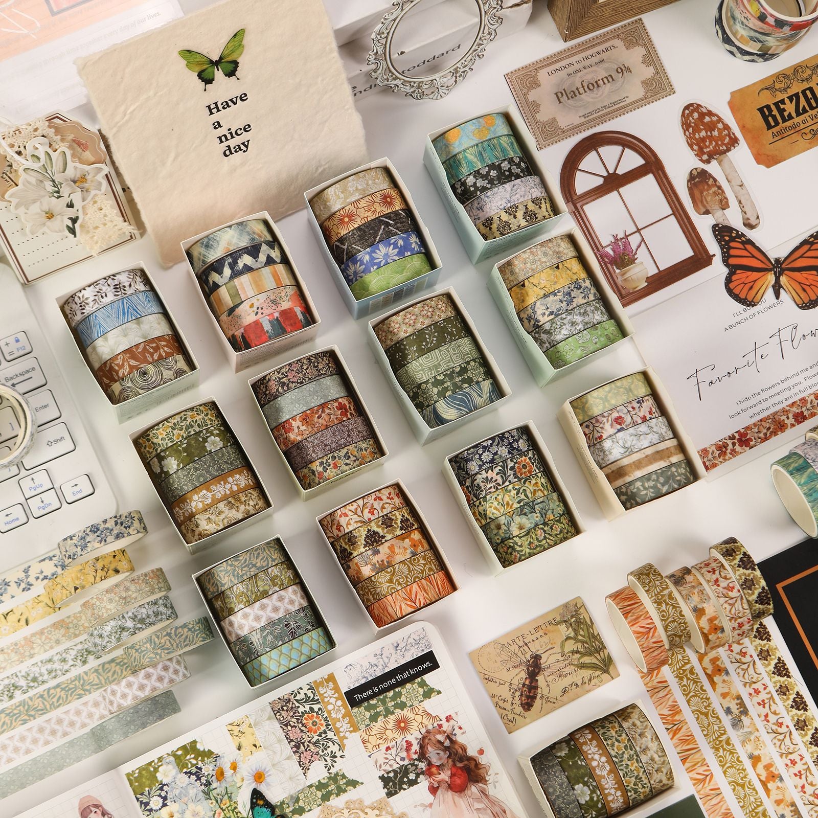 Old Year Poem Washi Tape Set – Retro Literary Style, 12 Options - ViktaShop