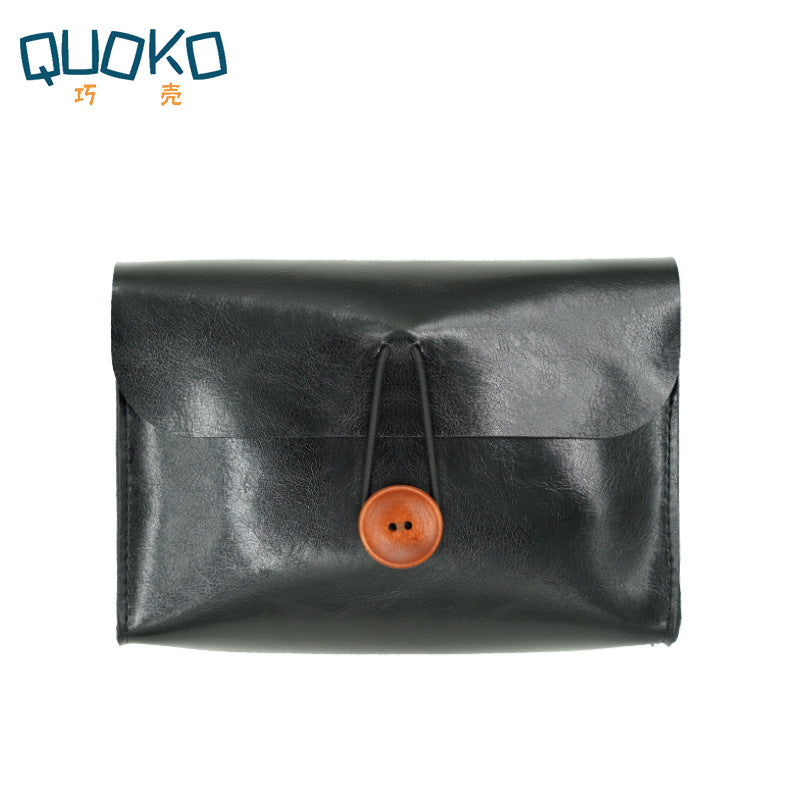 Wooden Button Small Storage Bag – Digital Accessories & Cosmetics - ViktaShop