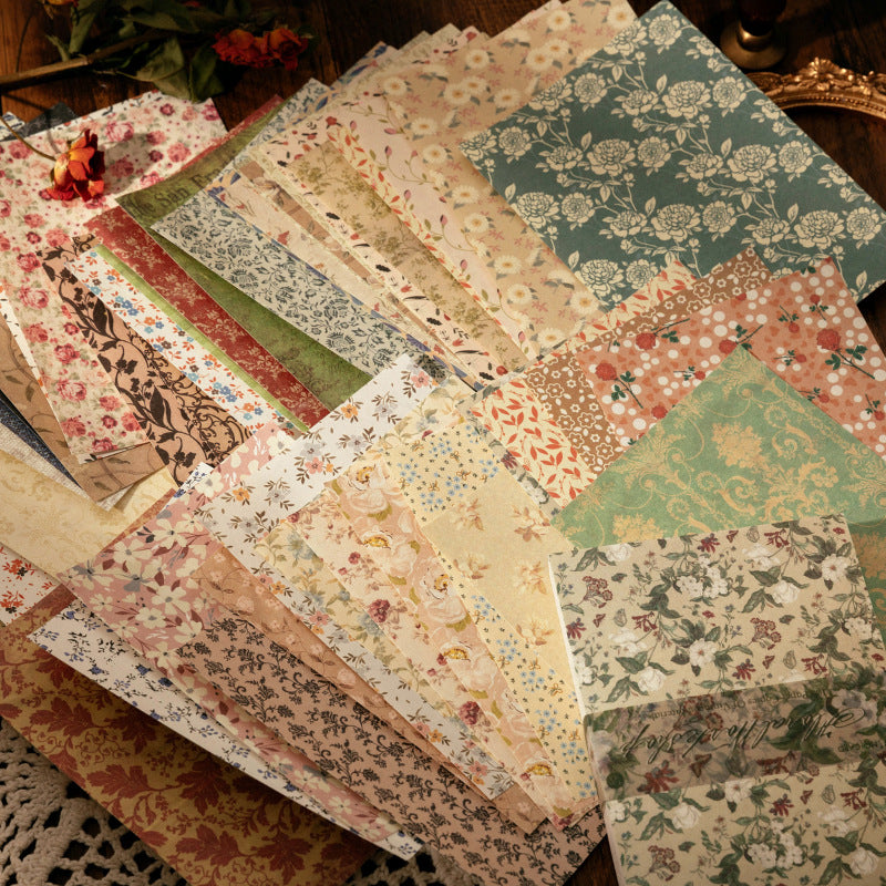 Vintage Material Paper Book of Retro Scrapbooking Paper, 100 Sheets - ViktaShop