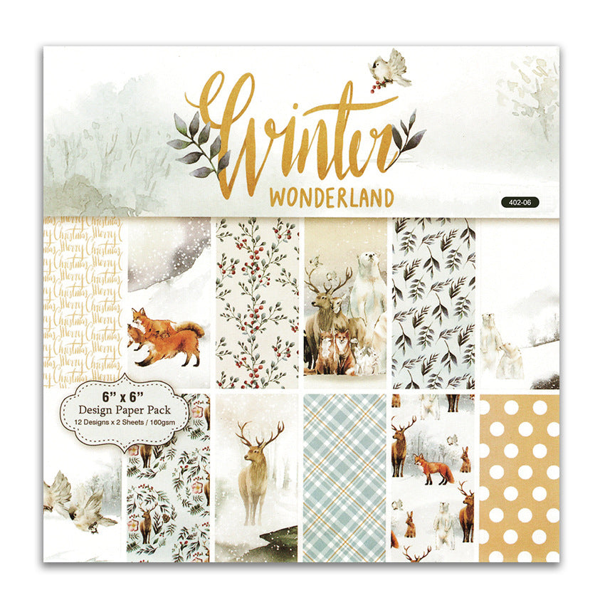 Christmas Winter Pattern Background Paper, 24 Sheets - ViktaShop