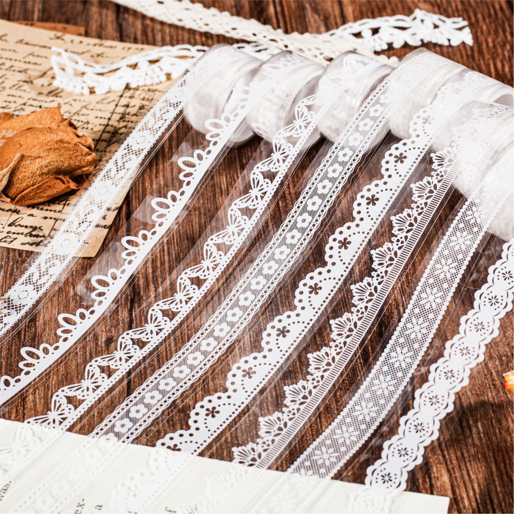 RetroStory PET Tape – Lotte Lace Edging, Classic Circular Sticker - ViktaShop