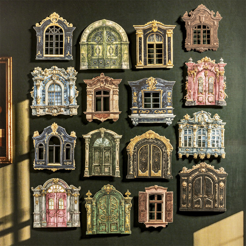 Ancient Doors & Windows Hard Card Stickers – Retro Relief, 6 Options - ViktaShop