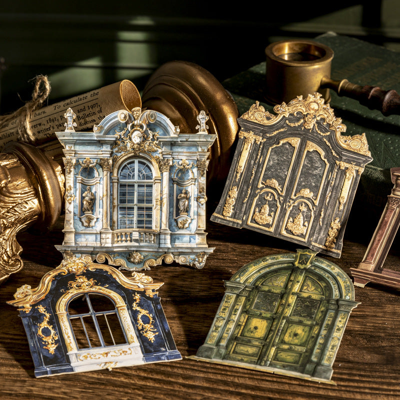 Ancient Doors & Windows Hard Card Stickers – Retro Relief, 6 Options - ViktaShop