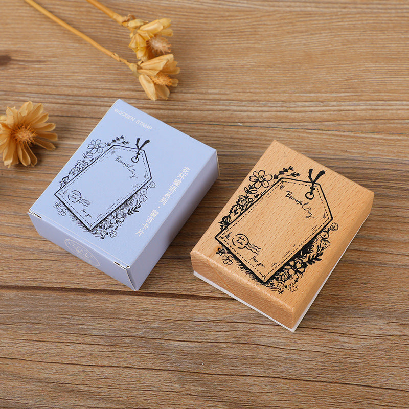 Light Retro Wooden Stamp – Butterfly, Cat & Wreath Motifs, 6 Options - ViktaShop