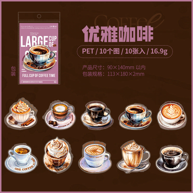 Full Cup Coffee Large Size PET Sticker - ViktaShop