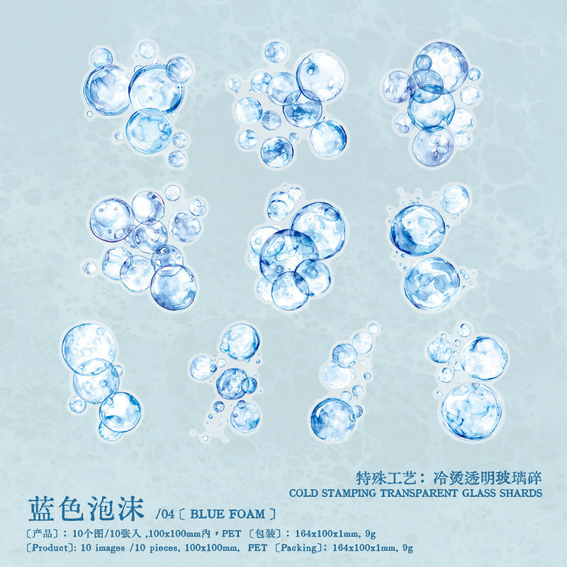 Sticker Pack - Blue Sea Series, 10 Pcs - ViktaShop