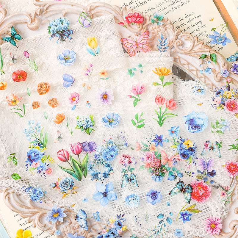 Pet Die-Cut Flat Stickers, Streamer Flower Series, 10 psc