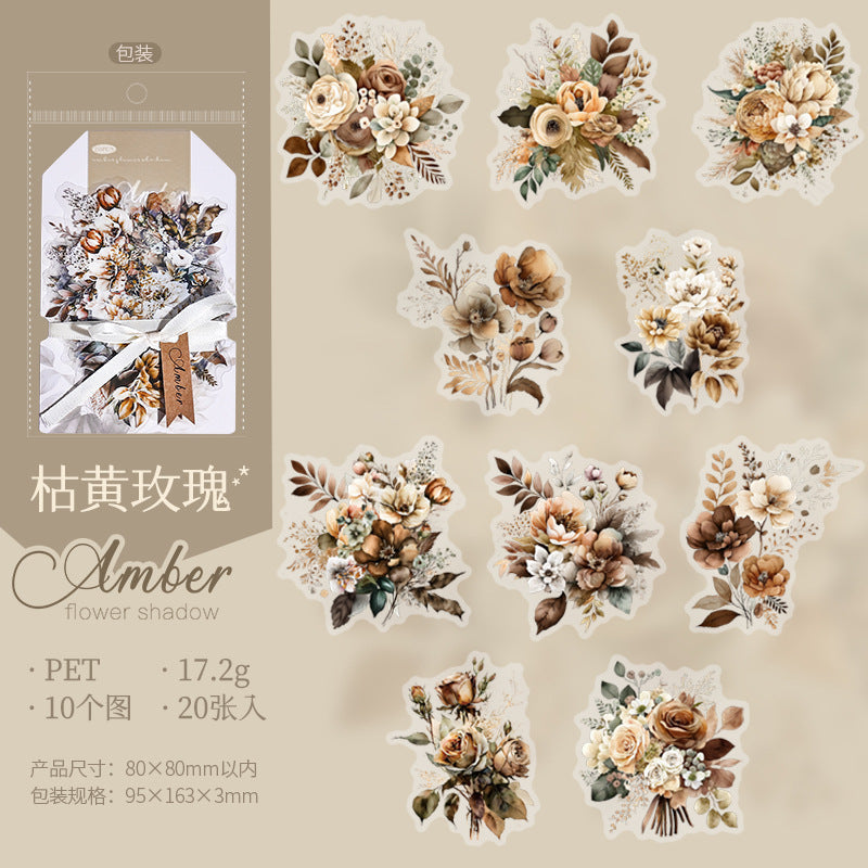 Amber Flower Shadow Series PET Stickers, 6 Options - ViktaShop