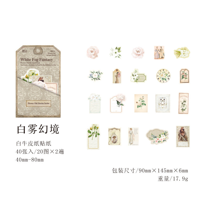 Flower Borderless Material Pack – Flower Old Stories Series, 40 Pcs - ViktaShop