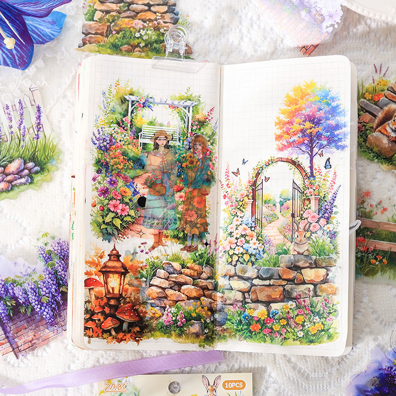 Secret Garden Landscape Stickers – Transparent PET Brick Wall & Flower Wall - ViktaShop