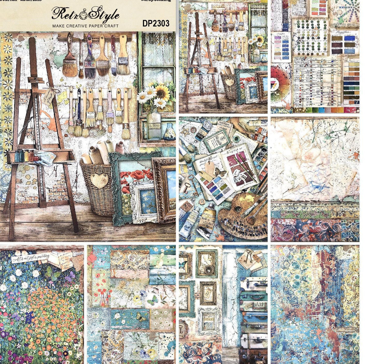 Retro Vintage Style Single-Sided Background Paper, 8 Sheets - ViktaShop