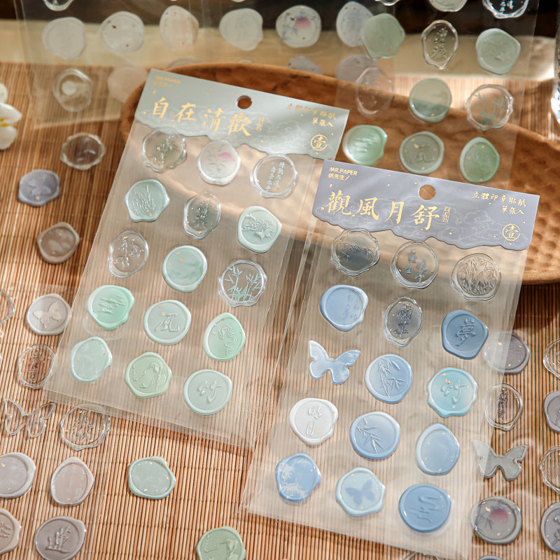 Floating Dream Illustrated Seal Stickers – Envelope & Gel Collage Material - ViktaShop