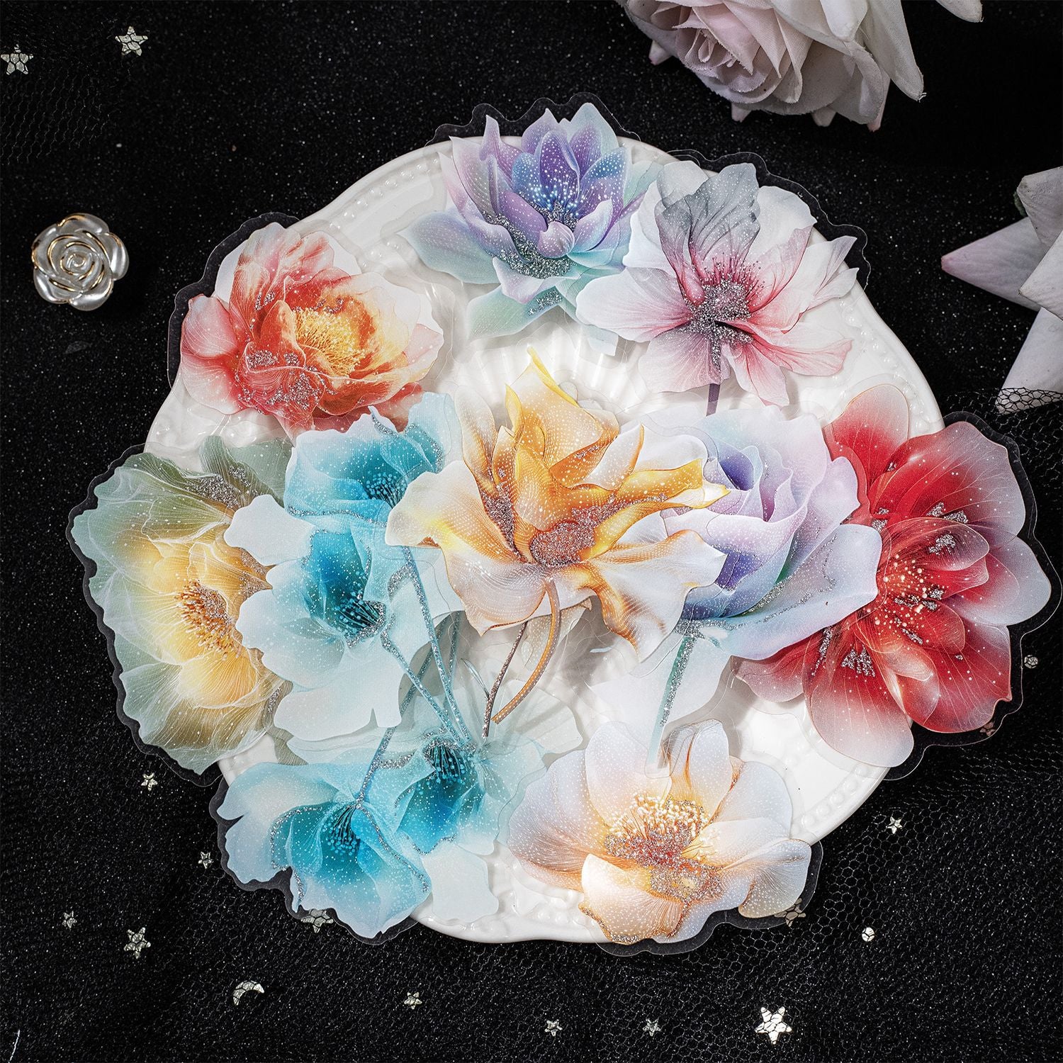 Pack Streamer Flower House Series PET Stickers 20 Psc