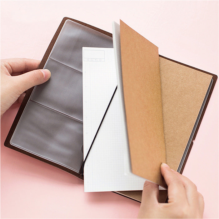 Leather Paper TN Refillable Notebook – Kraft Monthly Planner, Vintage Style - ViktaShop