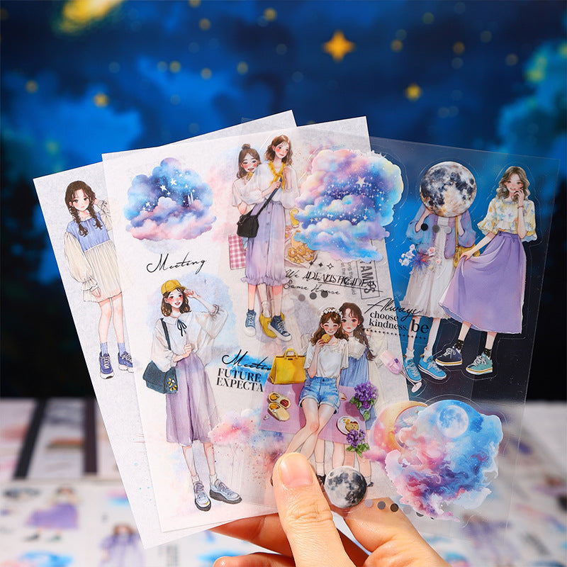 Girl Character PET stickers 10 sheets