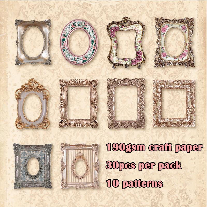 Retro Hollow Border Material Paper - Material Background Paper, 30 Sheets - ViktaShop