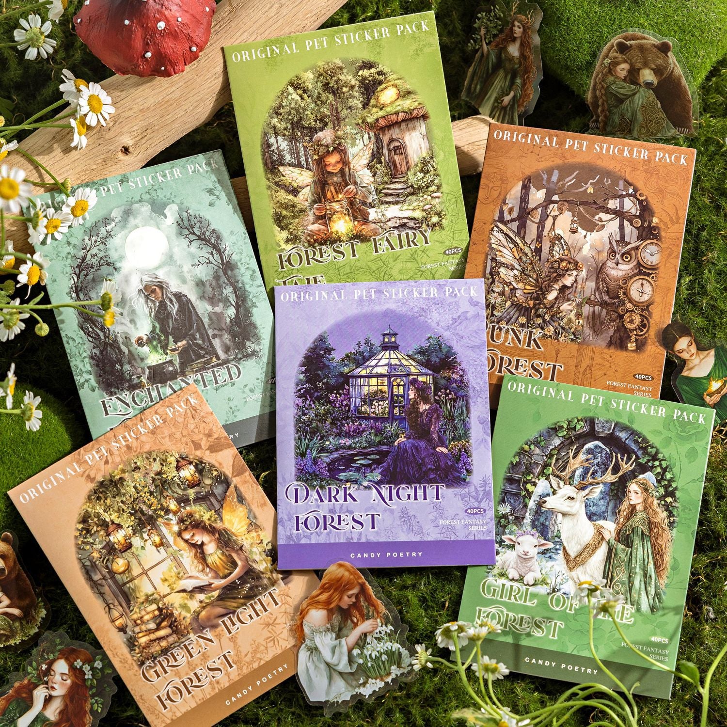 Sugar Poetry PET Sticker Pack – Forest Fantasy Series, 40 Pcs - ViktaShop