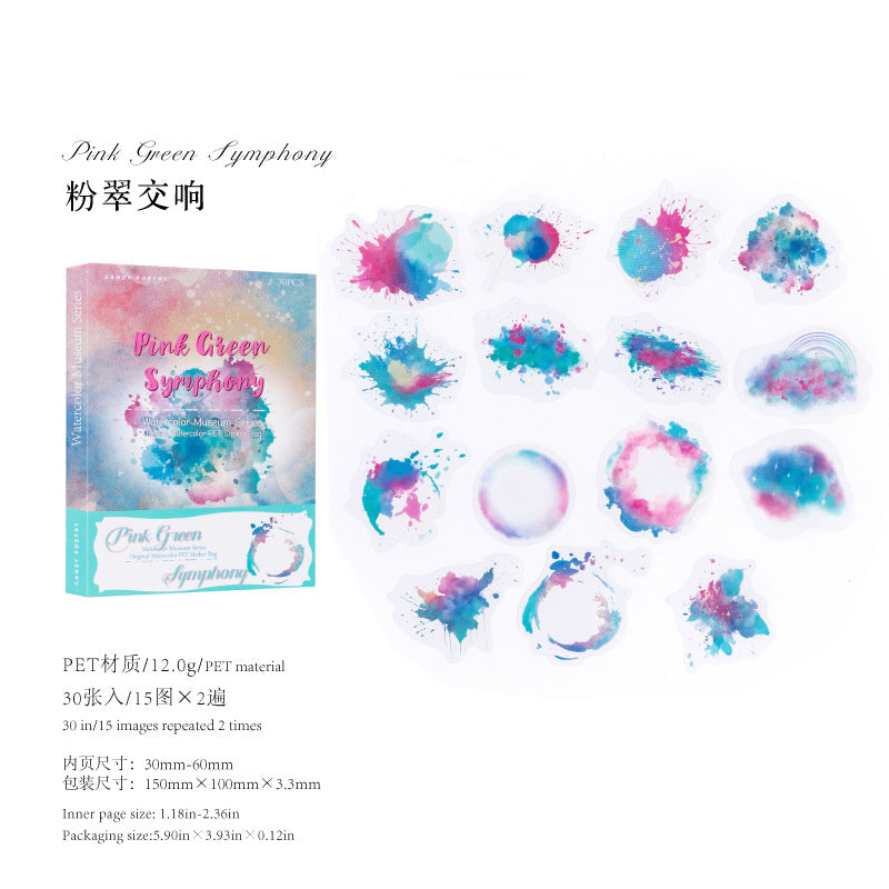 Sugar Poetry PET Sticker Pack Watercolor Series, 6 Options - ViktaShop