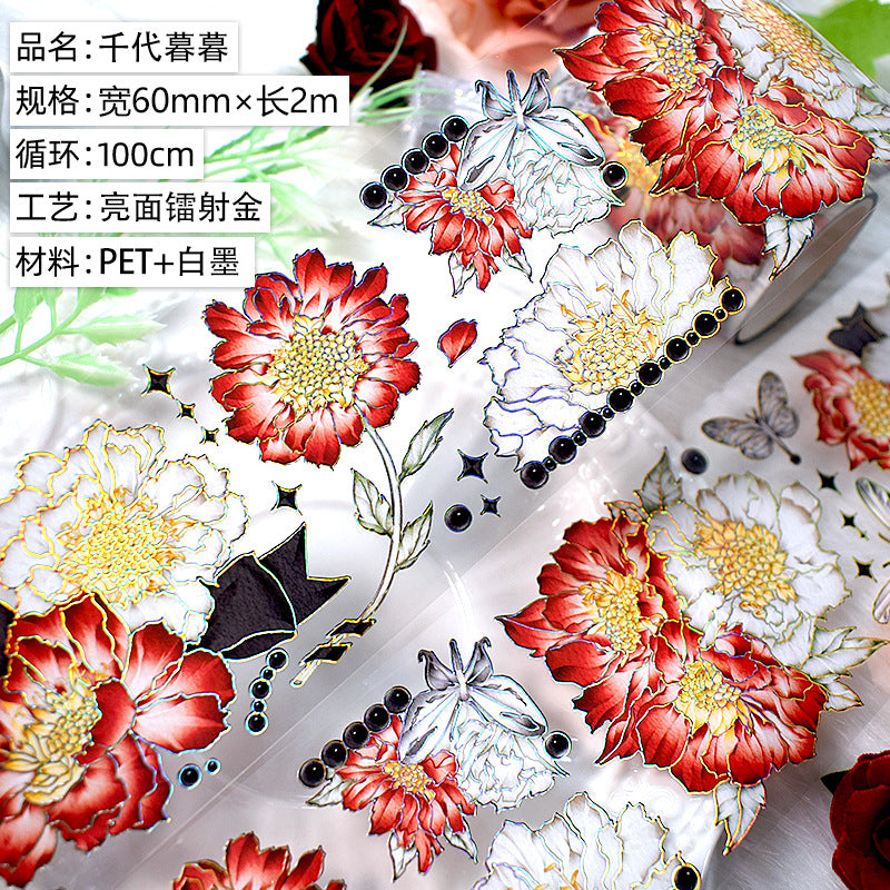Plant Small Flowers PET Tape – Bright Decorative Collage Material, 2m - ViktaShop