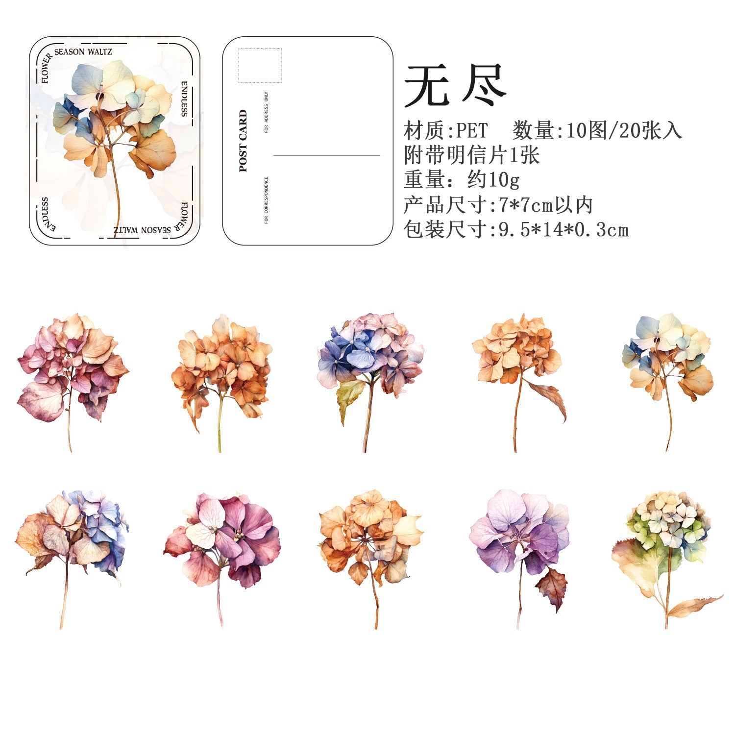 Ancient Forest PET Sticker Pack - Flower Season Waltz Series, 20 pcs - ViktaShop