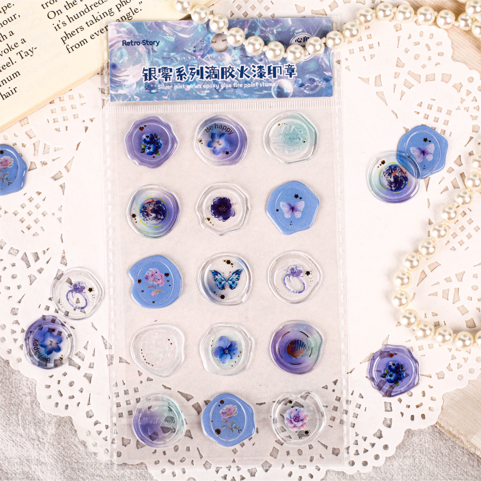 Silver Mist Epoxy Seal Stickers, 6 Options - ViktaShop