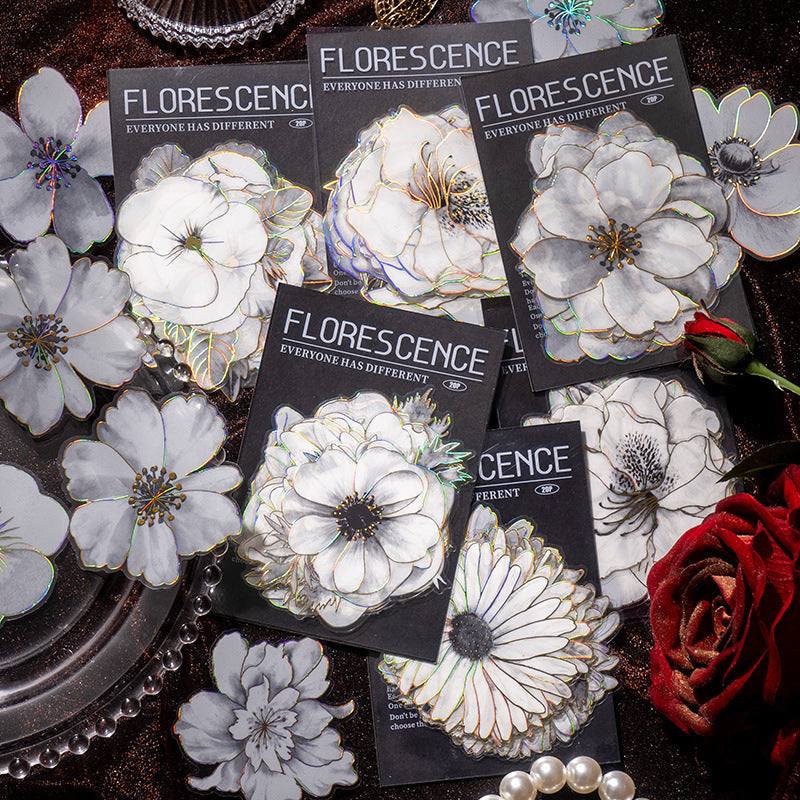 PET Stickers - Night Flowers Series, 20 Pcs - ViktaShop