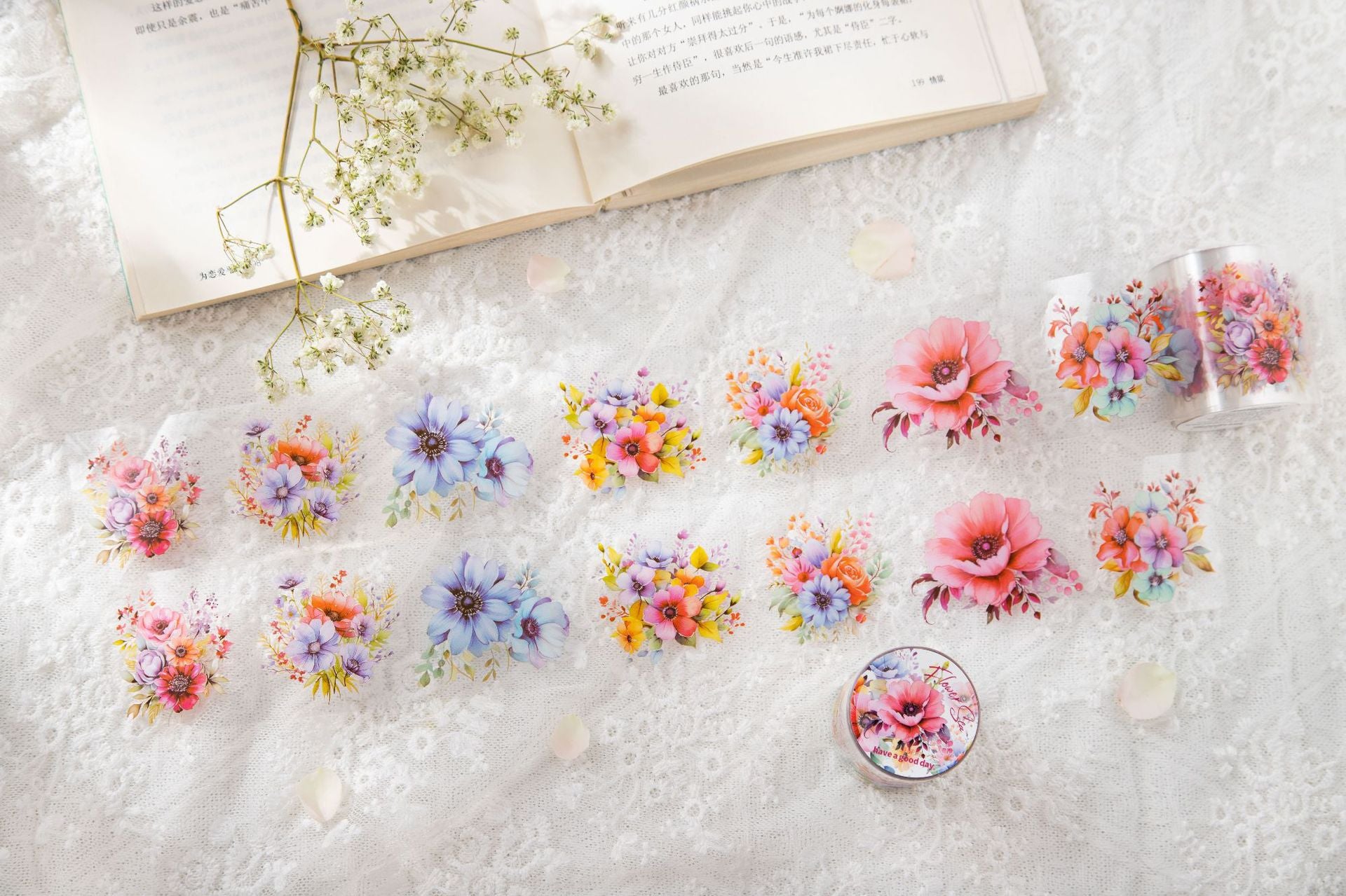 Vintage Flower PET Tape for Scrapbooking - ViktaShop