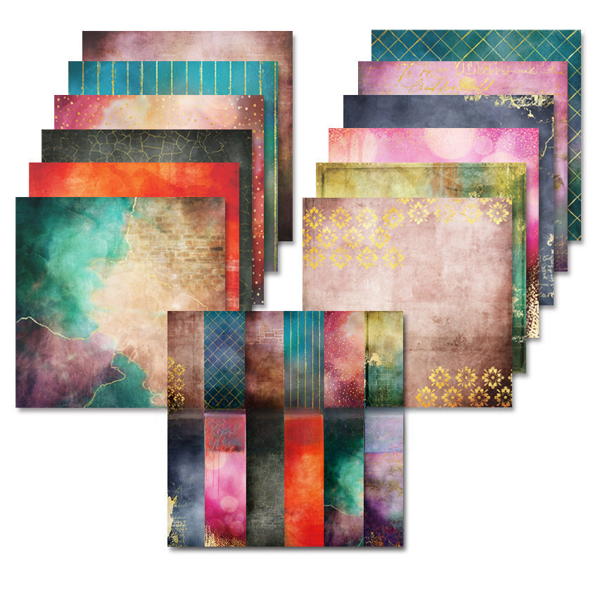 Vintage Colorful Pattern Background Paper – 24 Sheets - ViktaShop