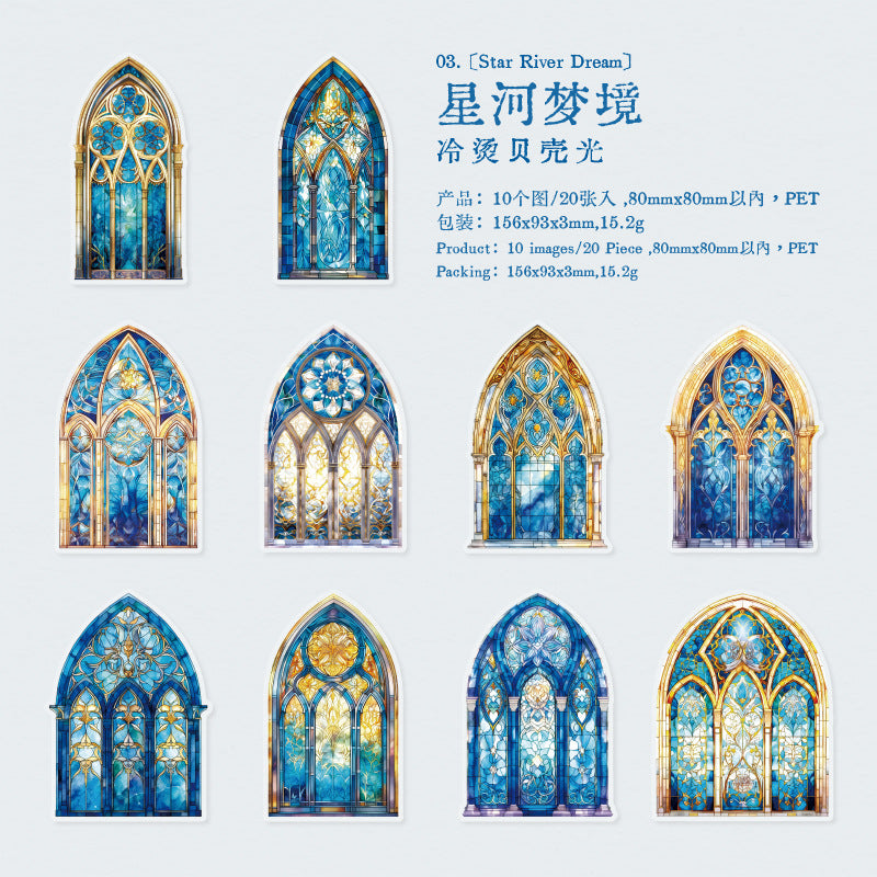 Colorful Glass Window – PET Sticker Pack, 6 Designs, 20 Pcs - ViktaShop