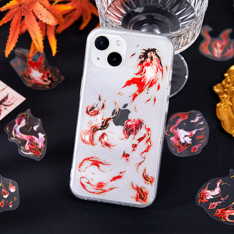 Flaming Interest Series PET Stickers - Bronzing Flame Design, 6 Options - ViktaShop
