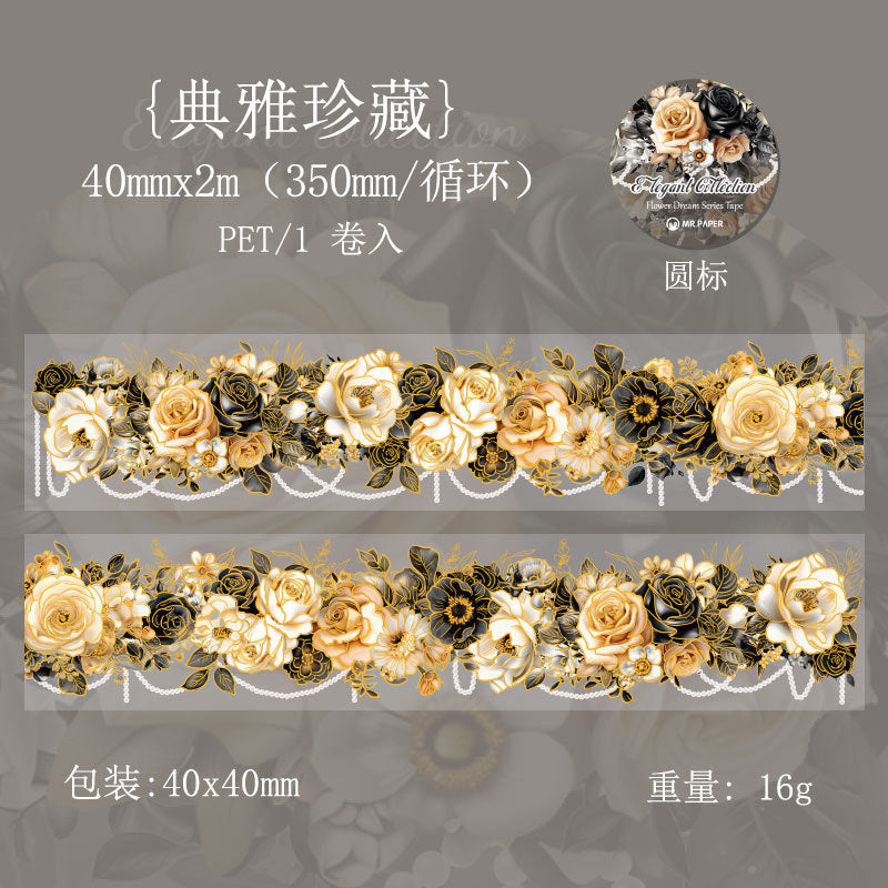 Flower Dream Rose Series – Transparent Waterproof PET Tape, 2m - ViktaShop