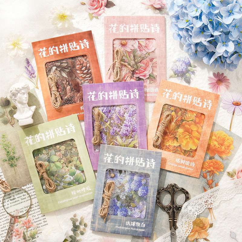 Floral Collage Poem Sticker Pack, 6 Options - ViktaShop
