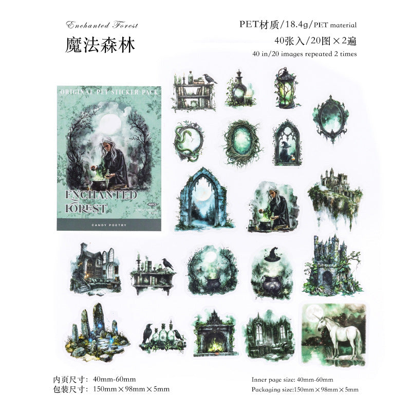 Sugar Poetry PET Sticker Pack – Forest Fantasy Series, 40 Pcs - ViktaShop