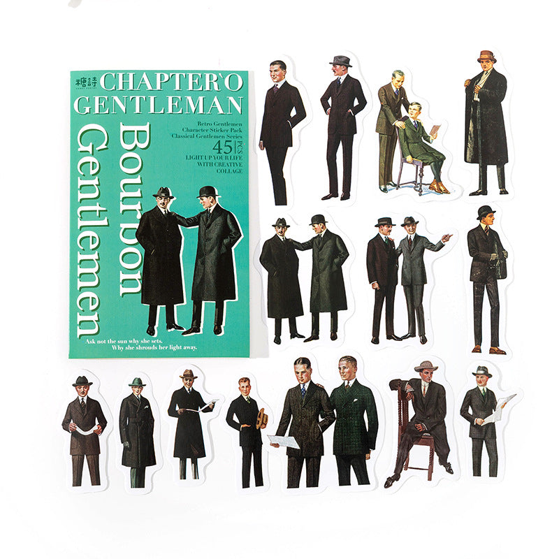 Sugar Poem Retro Gentleman Era Sticker Pack, 4 Pcs - ViktaShop