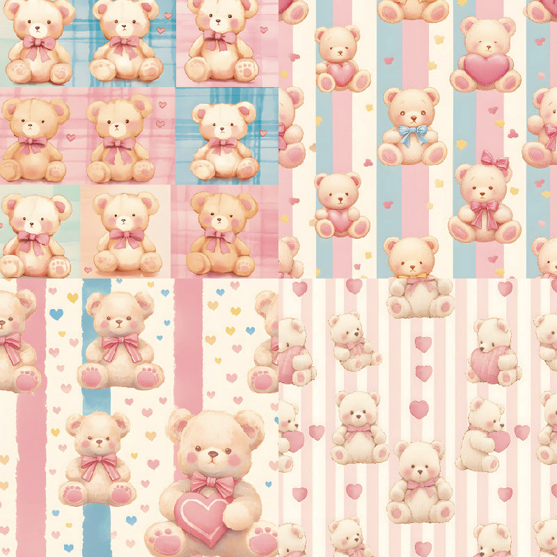 Cuddly Bears material paper background 10 sheets