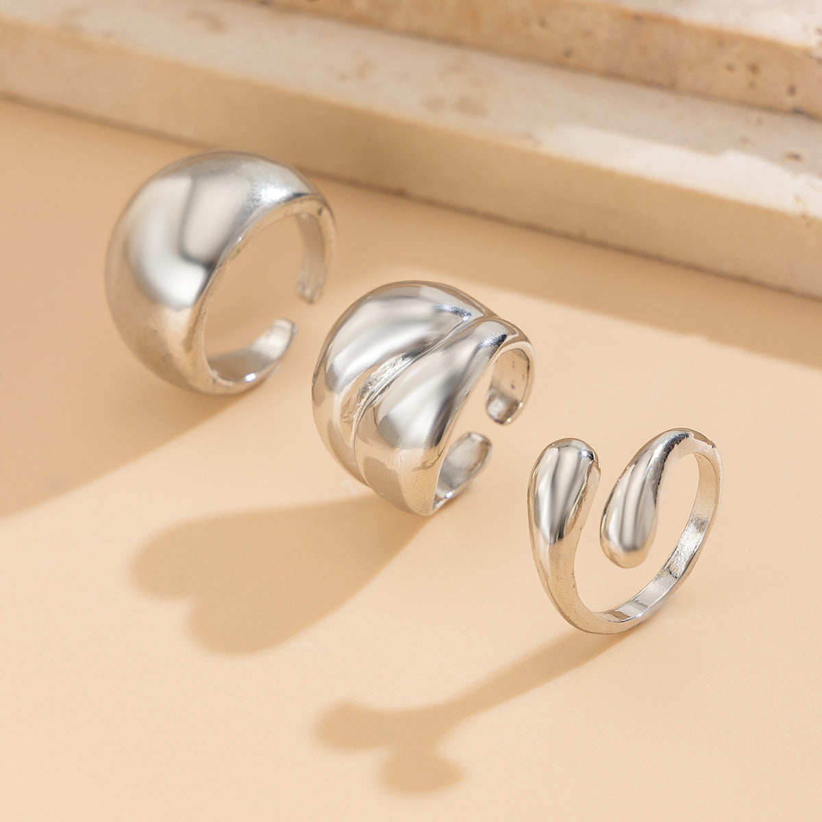 Vintage Minimalist Glossy Chunky Ring, 16 Options - ViktaShop