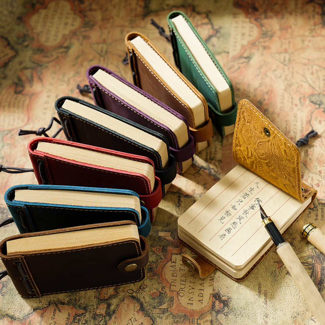 Portable Mini Cowhide Pocket Notebook – Business & Personal Record - ViktaShop