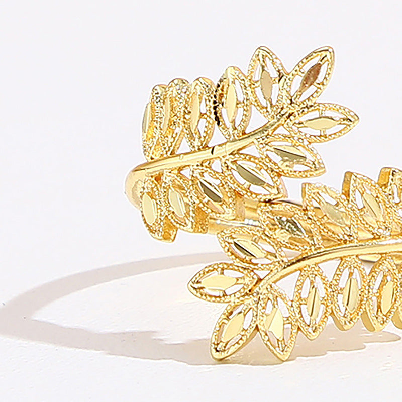 Hollow Leaf Bracelet Ring – Ancient Gold - ViktaShop