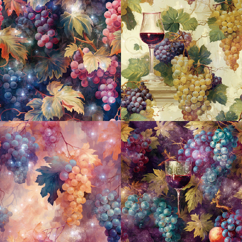 Purple Grapes Background Paper – Single-Sided, 24 Sheets - ViktaShop