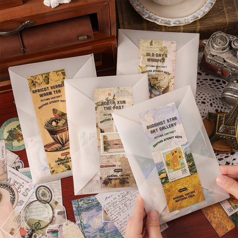 Autumn Contract Book Series – Retro Sticker & Note Paper Set - ViktaShop