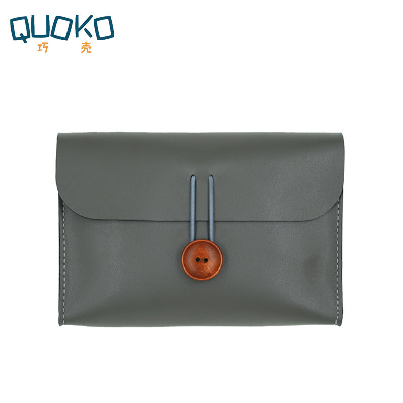 Wooden Button Small Storage Bag – Digital Accessories & Cosmetics - ViktaShop