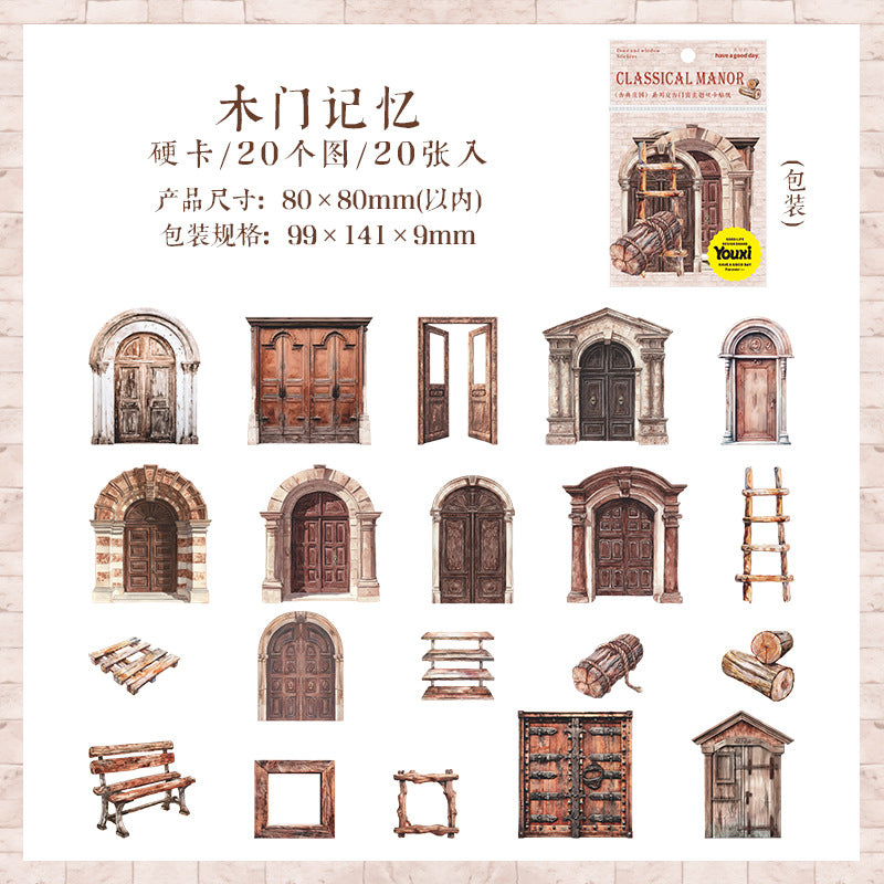 Hard Card Stickers – Classical Manor Series Retro Door & Window, 4 Options - ViktaShop