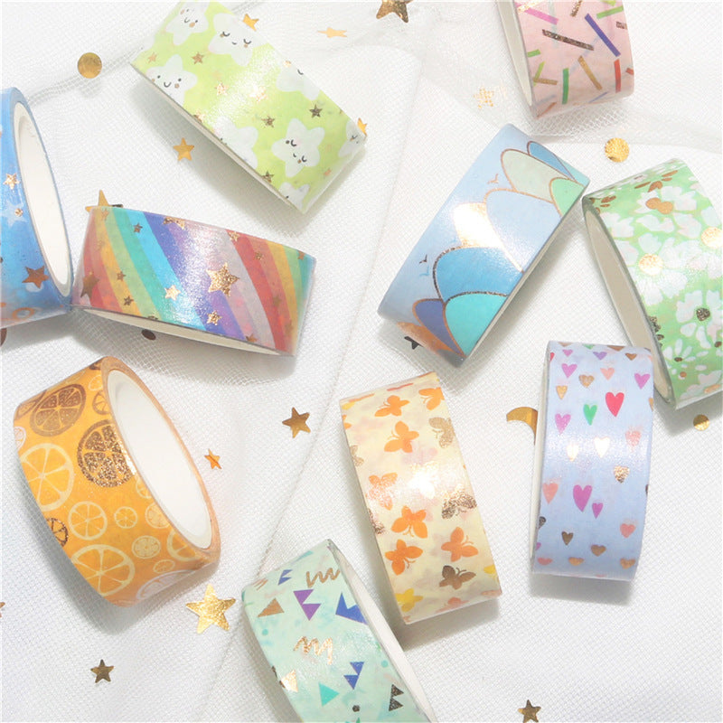 Candy Color Hot Stamping Washi Tape Set – 12 Rolls - ViktaShop