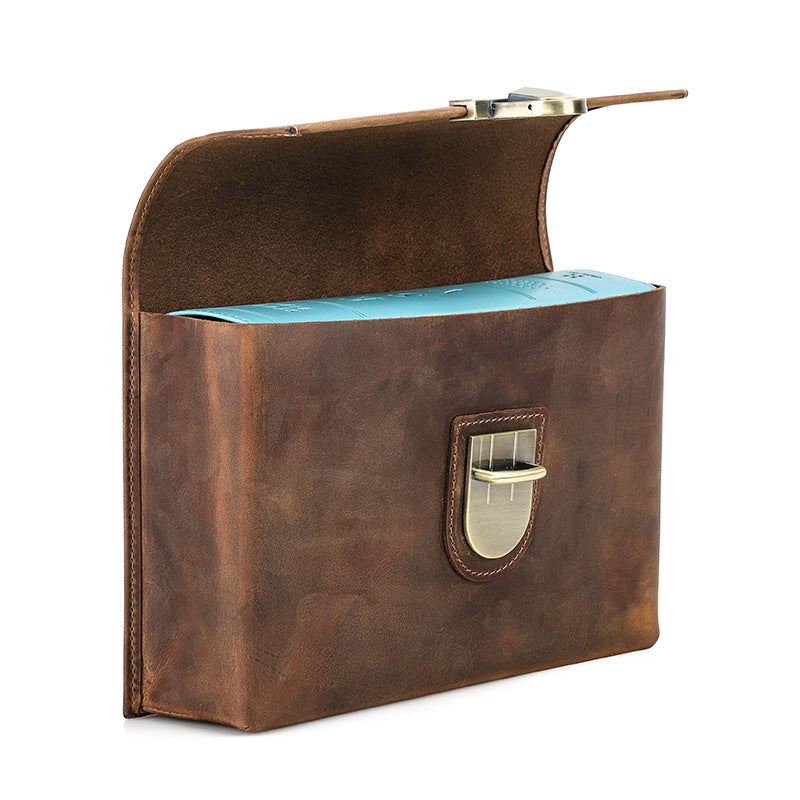 Leather Book Cover – Handmade Clamshell Lock, Thick Protective Cover - ViktaShop
