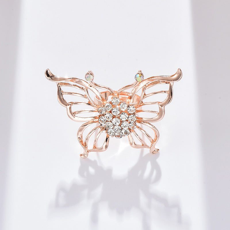 Alloy Diamond Hollow Butterfly Ring - ViktaShop